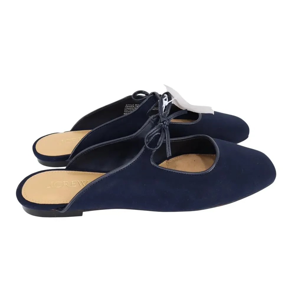 J.Crew Factory Sueded Bow Slip-On Mules Navy Blue Size 6.5 NWT - Picture 4 of 9